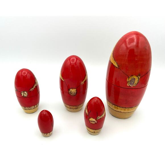 Vintage Santa Claus Wooden Nesting Dolls Set of 5 - READ - Picture 2 of 14